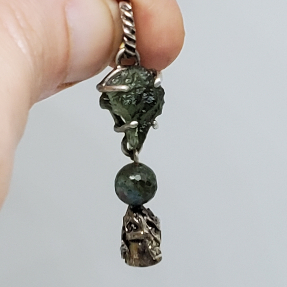 Sterling silver  moldavite ruby in zozite Pendant